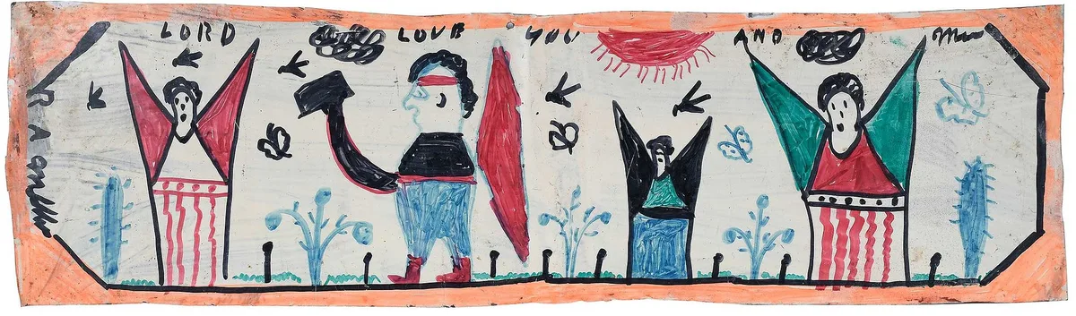Two Drawings, both signed lower left corner "R A Miller by R. A. Miller, felt tip marker on paper, sold Mar 2023