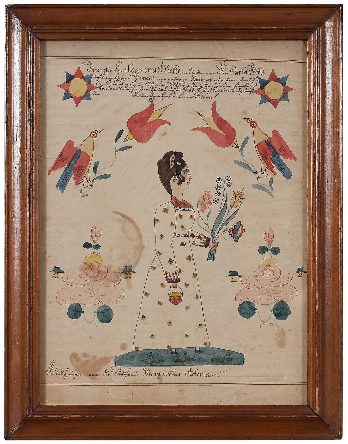 Henry Young, Fraktur, circa 1827, watercolor and ink on paper