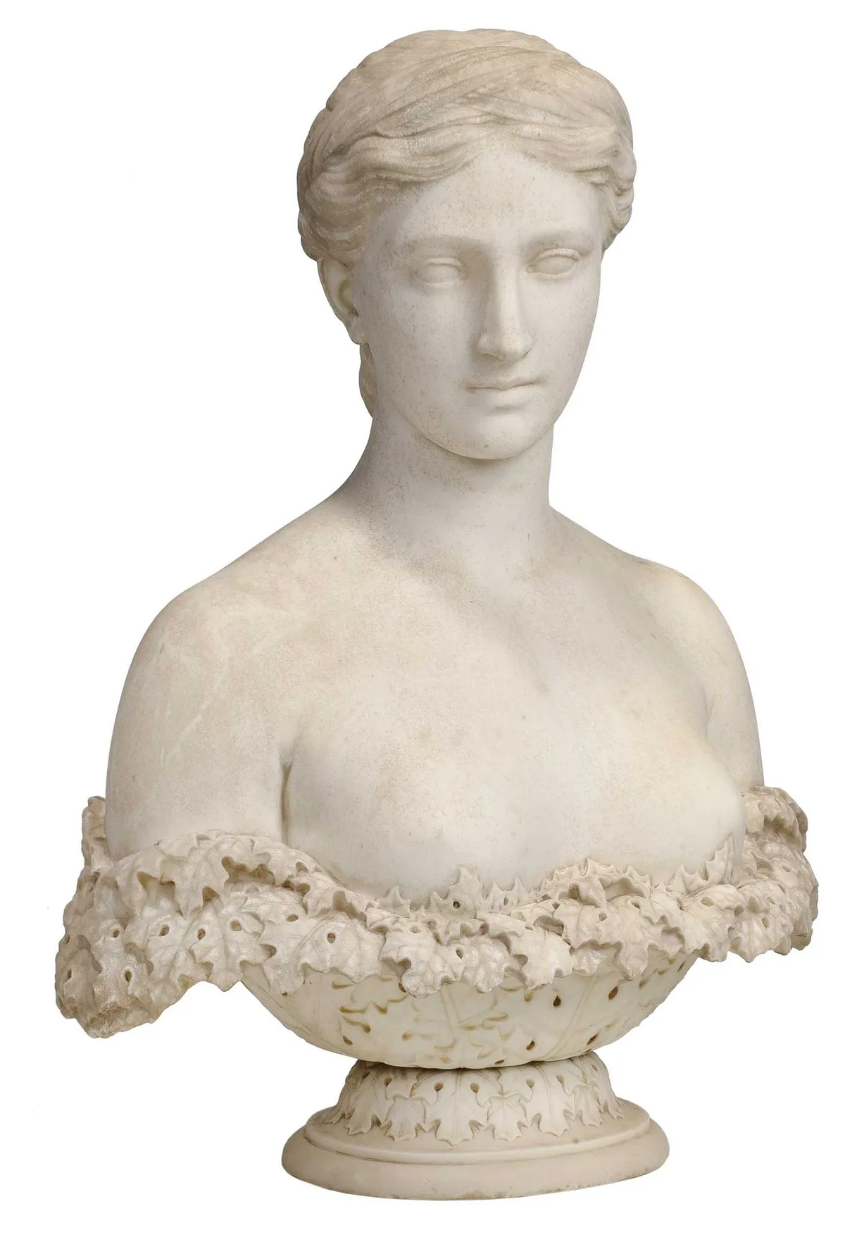 Proserpine by Hiram Powers Marble Bust, circa 1847, marble, sold Mar 2023