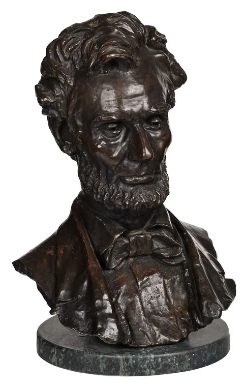 George Edwin Bissell, Abraham Lincoln, patinated bronze on green marble base
