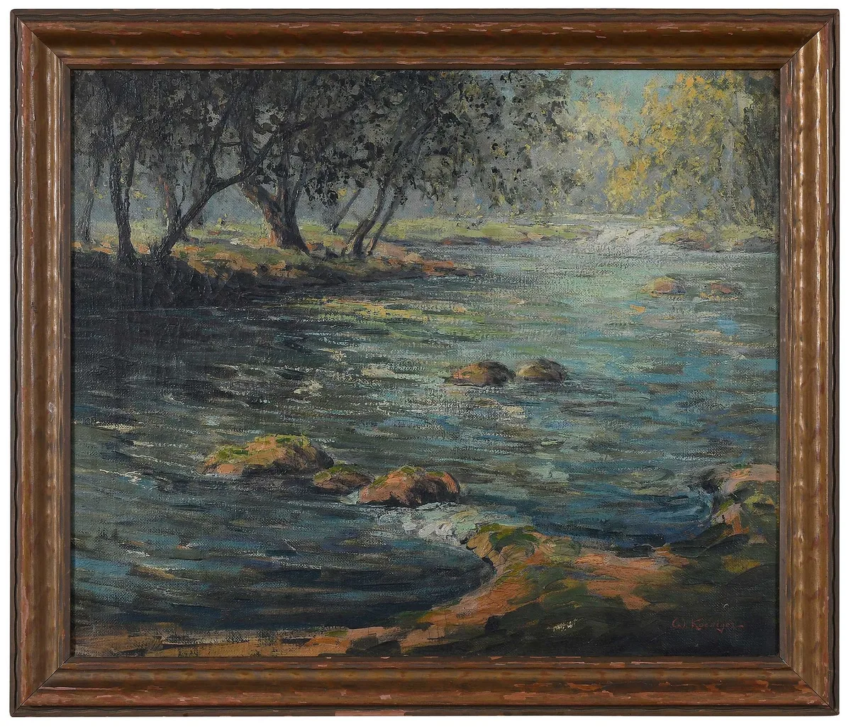 Summer Scene by Walter Koeniger, oil on canvas, sold Mar 2023