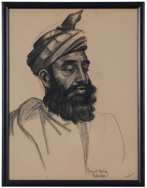 Mohamed Akbar, Peshawar by Malvina Hoffman Drawing, 1932, charcoal on buff paper, sold Mar 2023