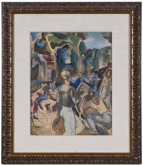 Jan Matulka, Central Park, circa 1920, watercolor