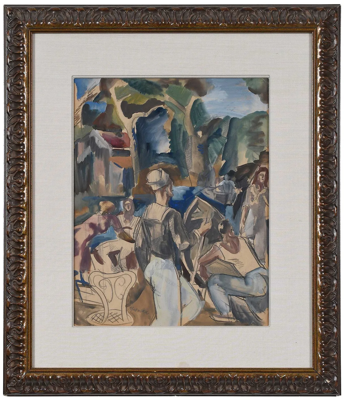 Jan Matulka, Central Park, circa 1920, watercolor