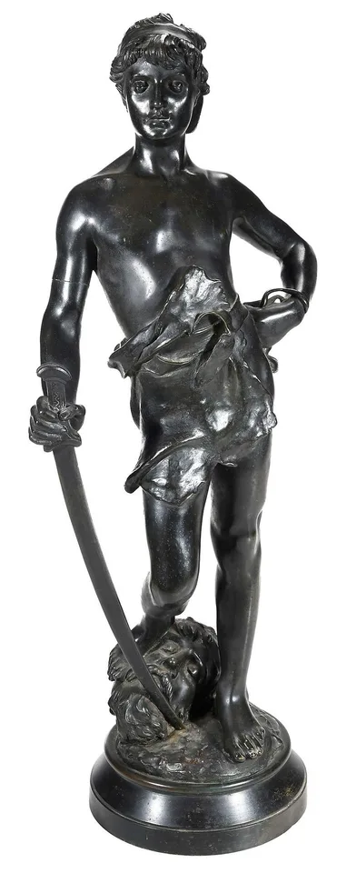 Eugène Marioton, David, patinated bronze
