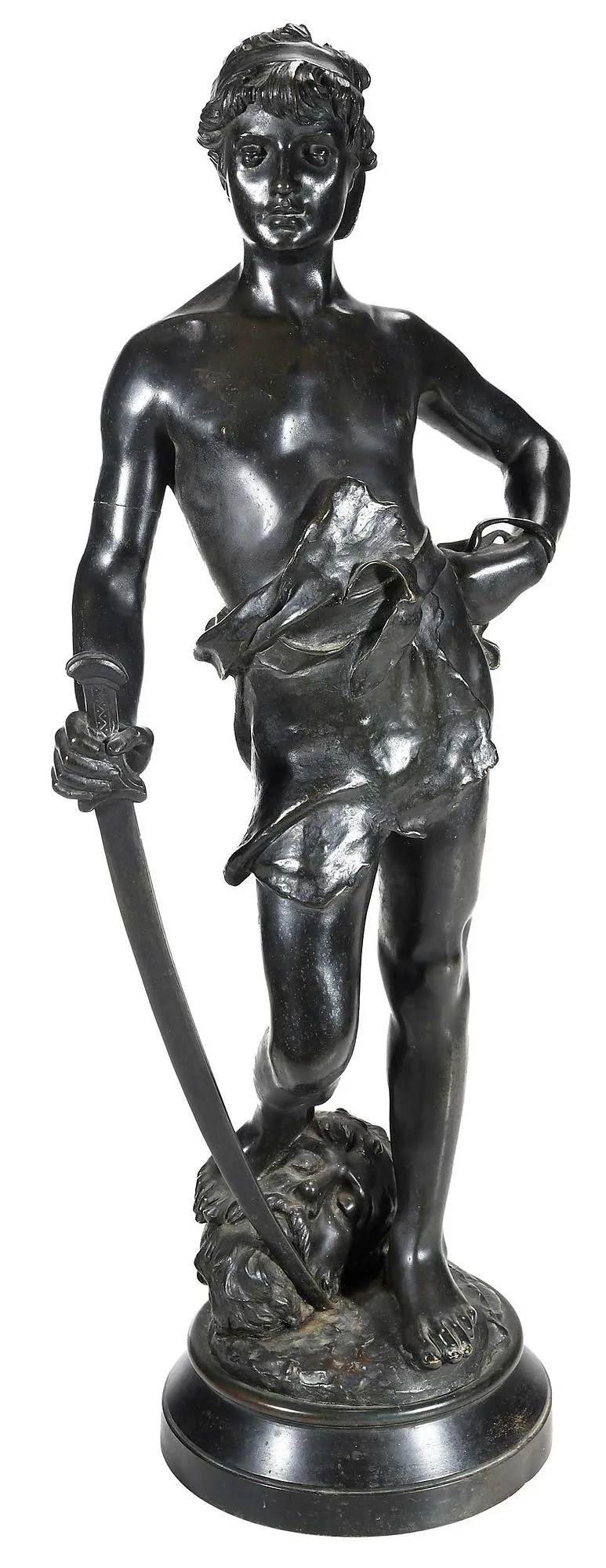 David by Eugène Marioton, patinated bronze, sold Mar 2023