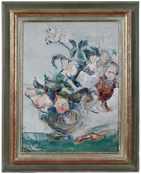 Vladimir de Terlikowski, Still Life with Flowers and a Doll, circa 1943, oil on canvas
