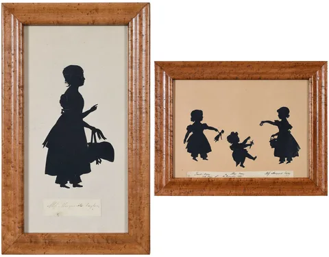 Auguste Edouart, Swan Children, ink cutout on cream paper