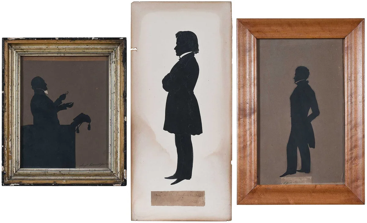 C.J. Bishops by Auguste Edouart, ink cutout on cream paper, sold Mar 2023