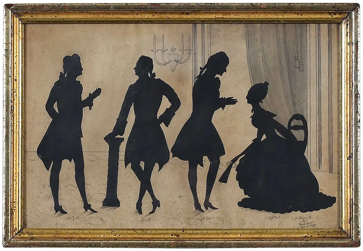 Richmond, Virginia Silhouette Portrait by Harriet Cooper, ink cutout on cream paper with ink wash