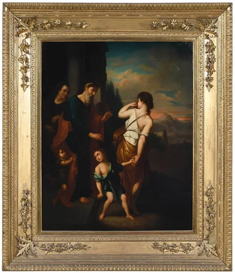 Adriaen van der Werff, The Banishment of Hagar and Ismael, a grand tour copy after the original held by the Gemäldegalerie Alte Meister, Dresden, oil on canvas