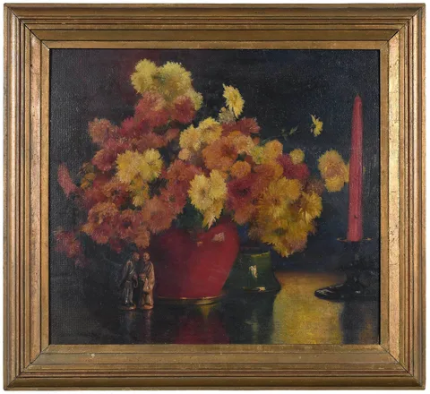 Corwin Knapp Linson, Chrysanthemums, 1935, oil on Masonite
