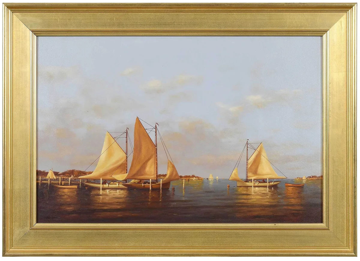 Vernon Broe, Sailboats, oil on fiber board