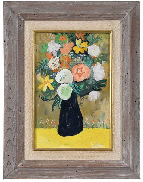 Henry Faulkner, Still Life With Floral Bouquet, oil on board