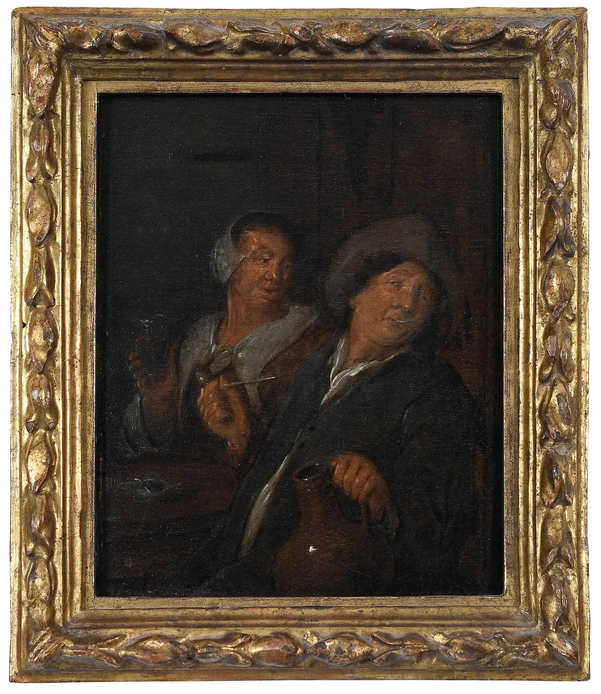 Tavern Scene, last quarter of 17th century by Jan  Molenaer (II), oil on oak panel, sold Feb 2023