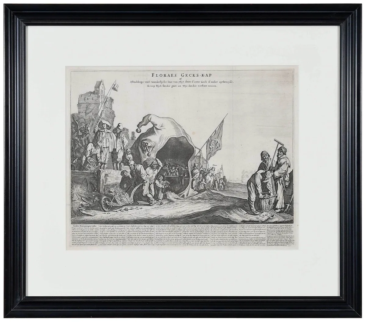 Cornelis Danckerts the Elder, Satire of Tulip Mania, circa 1637, engraving