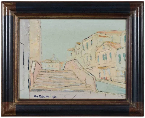 Vladimir de Terlikowski, Stairs by a Canal, Venice, 1932, oil on canvas