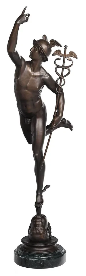 Benedetto Boschetti, Sculpture After Giambologna, patinated bronze on green marble cylindrical stepped plinth