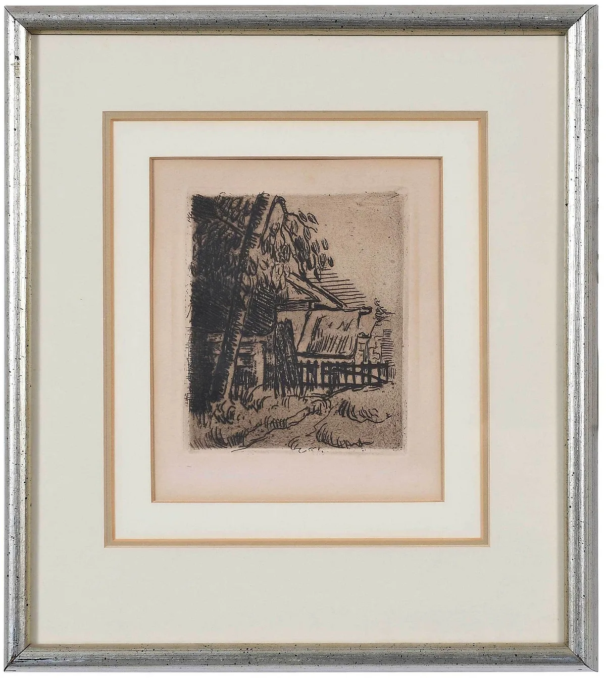 Paul Cezanne Engraving, Paysage à Auvers  - Entree de Ferme, Rue Saint-Rémy, from an edition of 600, Galerie Bernheim-Jeune, Paris, publisher, engraving on wove paper