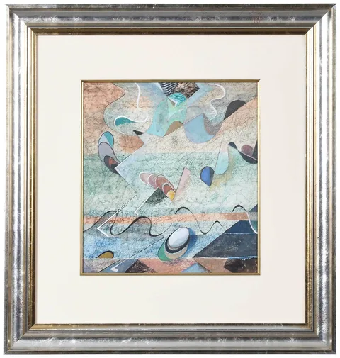 Will Henry Stevens, Untitled, blue green abstract, watercolor on paper