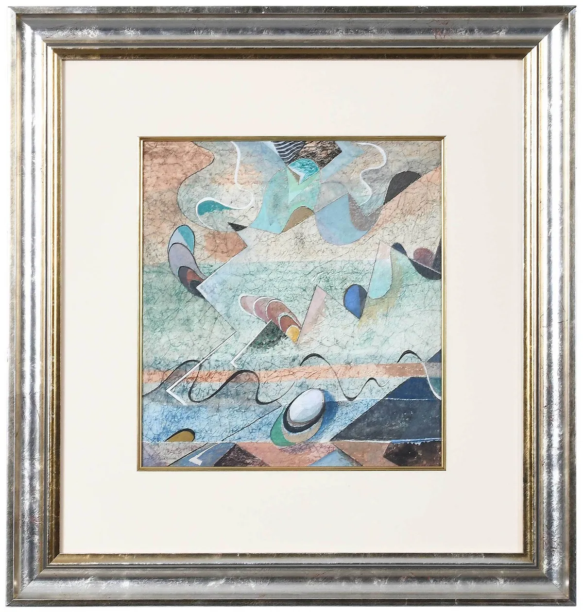 Untitled, blue green abstract by Will Henry Stevens, watercolor on paper, sold Nov 2022