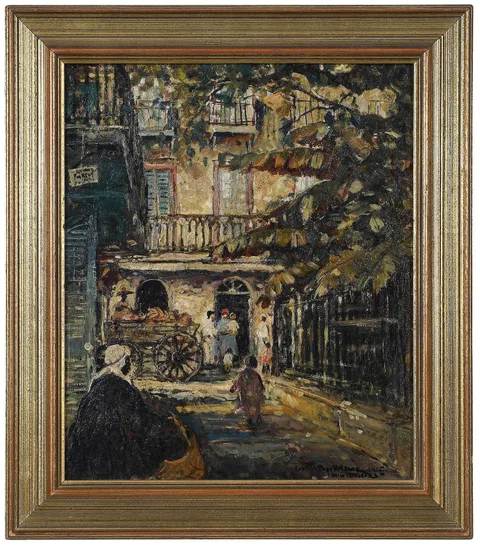 Collette Pope Heldner, Pirate's Alley, Vieux Carre, New Orleans, oil on board