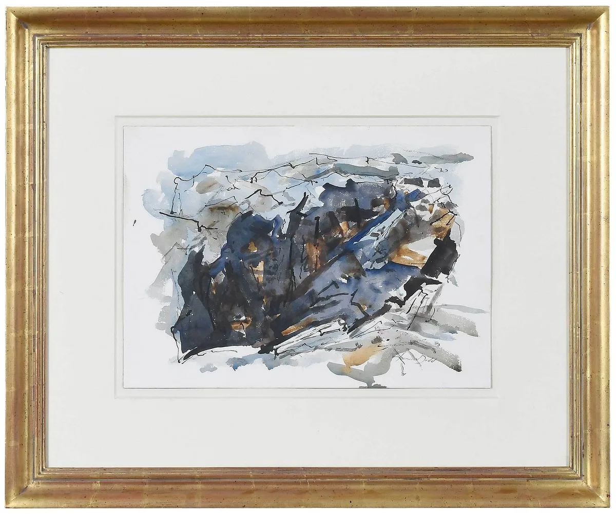 Colorado Cliffs by Lamar Dodd, watercolor on paper, sold Nov 2022