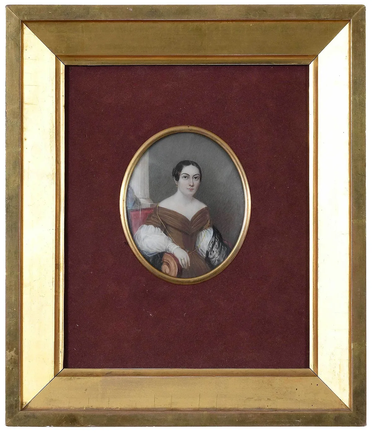 American School, Portrait Miniature of a Young Lady, watercolor on ivory