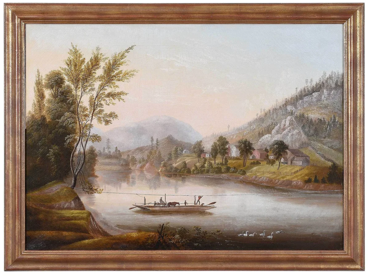 The Tow Ferry by Charles Codman, oil on canvas, sold Nov 2022