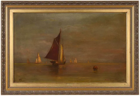 Mauritz de Haas, Sailboats, oil on canvas