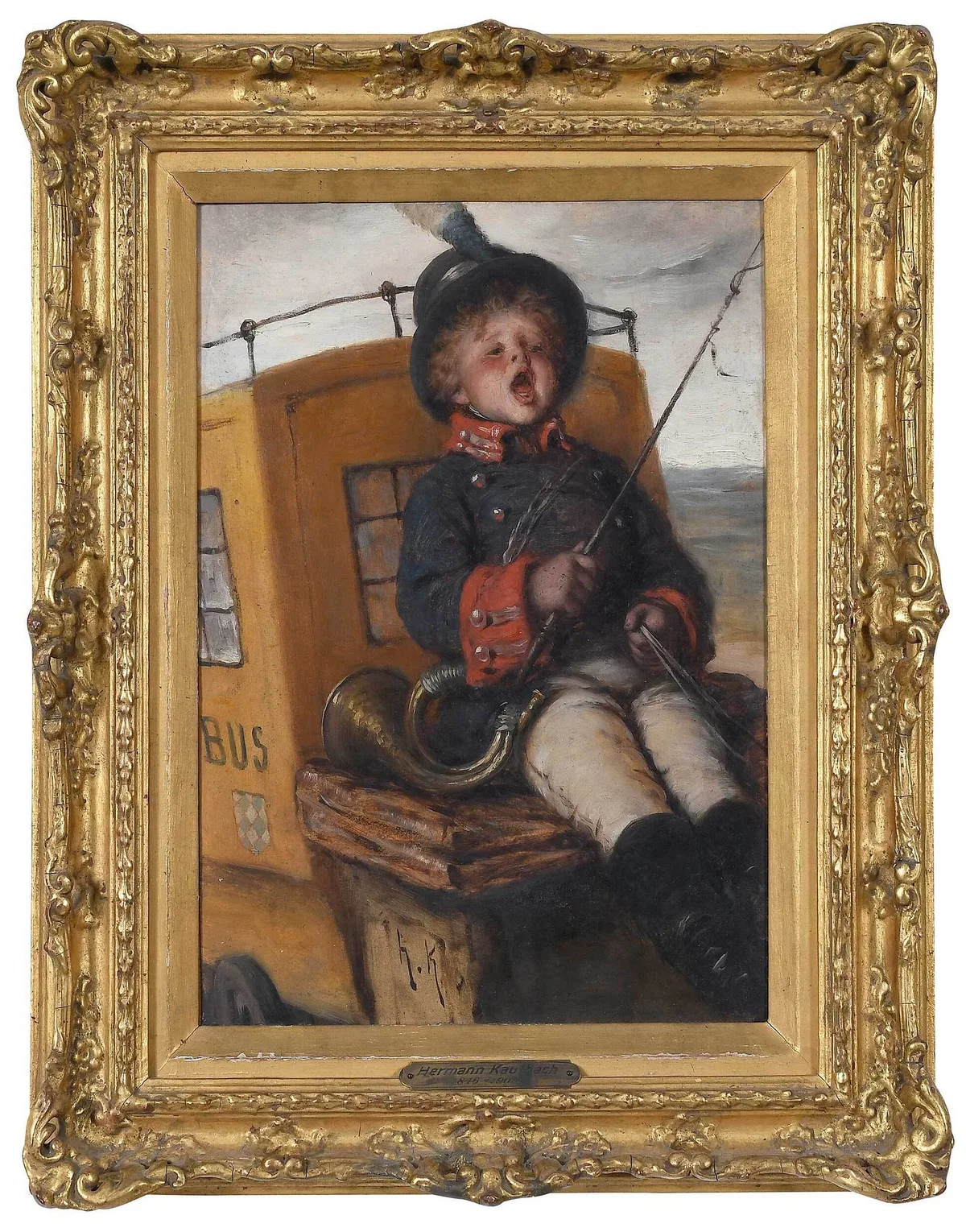 Hermann von Kaulbach, Der Kleine Postillion (The Mail Boy), oil on paper mounted on heavy paper board