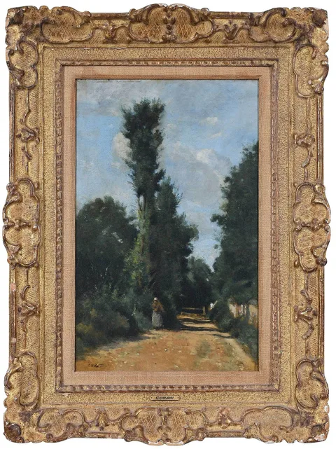 Jean-Baptiste Camille Corot, Traveler on a Country Road, oil on panel
