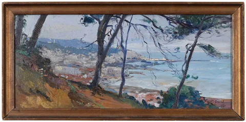 Pierre Faget-Germain, View of the Coast of France, 1931, oil on wood panel