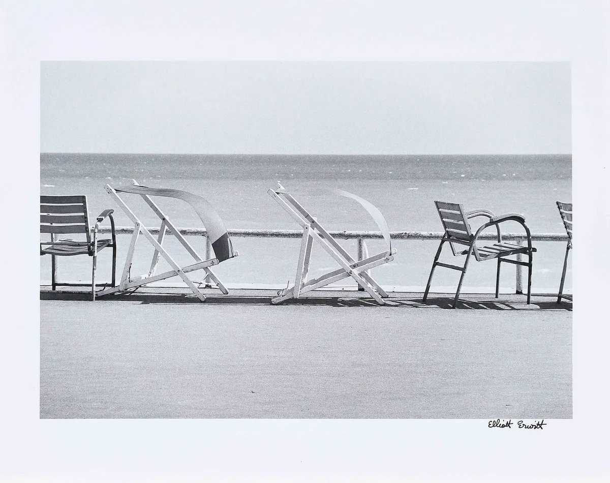 Deck Chairs by Elliott Erwitt, gelatin silver print, sold Oct 2022