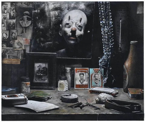 Elizabeth Ernst, Clown Alley, 2010, archival pigment print on canvas with acrylic paint
