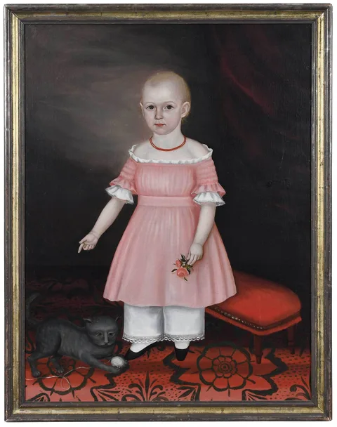 Joseph Whiting Stock, Jane Tyler with Cat, circa 1845, oil on canvas