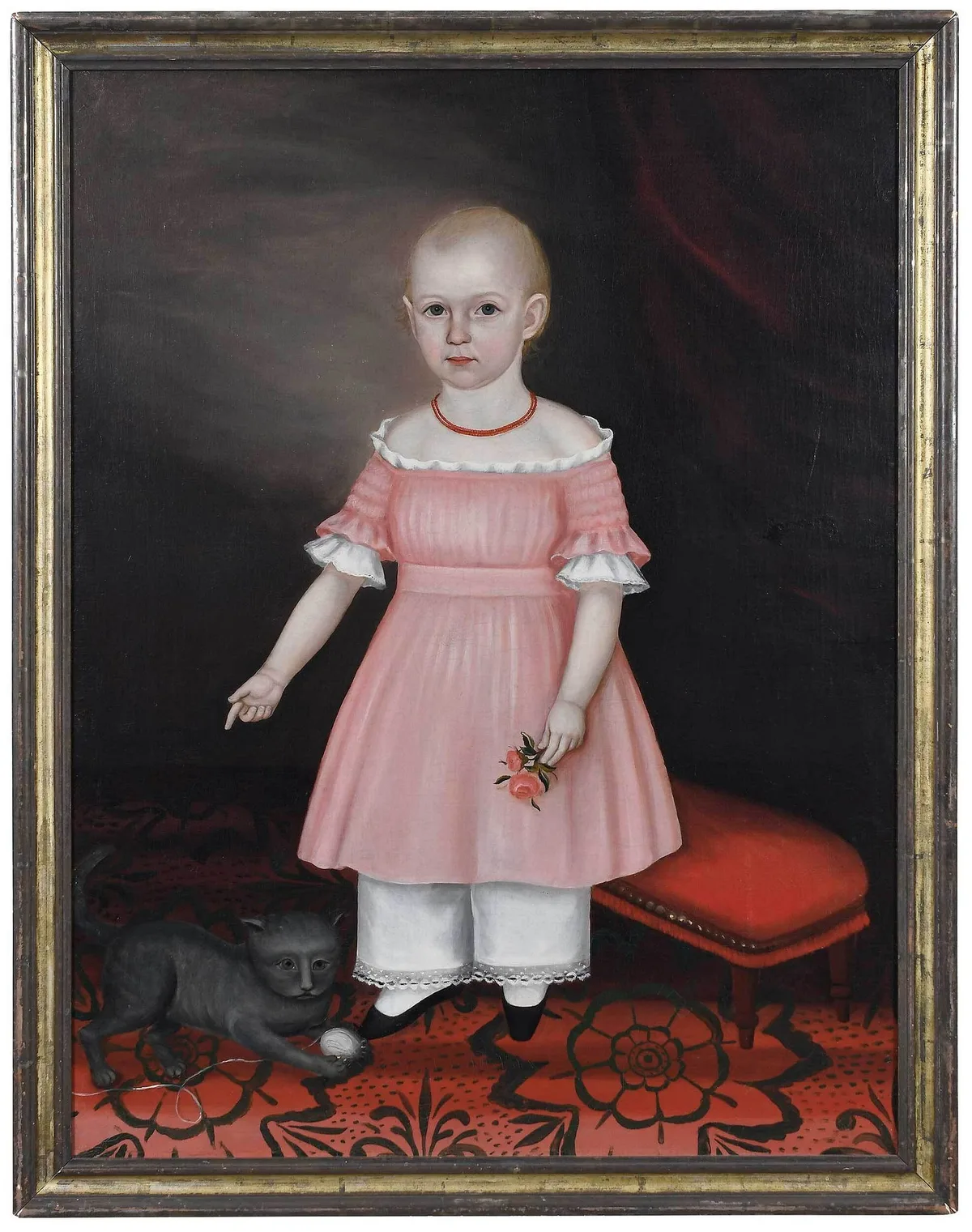 Joseph Whiting Stock, Jane Tyler with Cat, circa 1845, oil on canvas