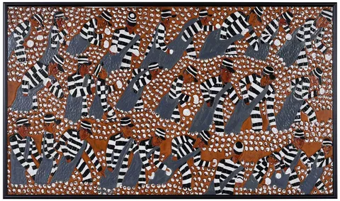 Winfred Rembert, Chain Gang Picking Cotton #4, 2007, dye on carved and tooled leather