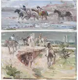 Carl Hantman, Two Southwestern Sketches, the larger inscribed in pencil lower right "Carl Hantman sketch