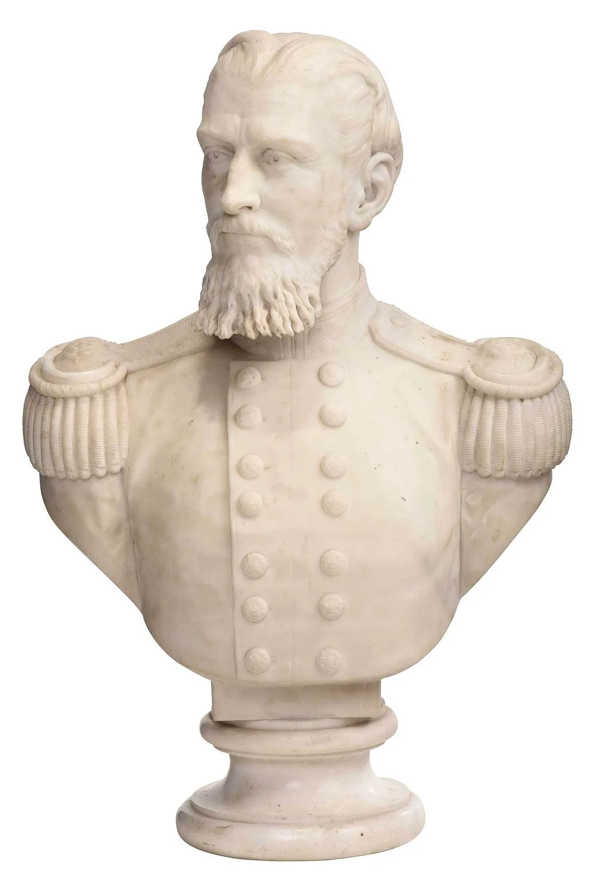 Victor Gleichen Marble Bust, Portrait bust of a Deputy Lieutenant of an English County, 1877, carved marble