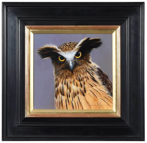 David Ord Kerr, Sunday Fishing Owl, oil on panel