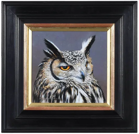 David Ord Kerr, Indian Eagle Owl, oil on panel