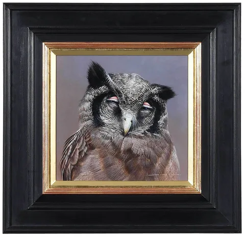 David Ord Kerr, Giant Eagle Owl (Verreaux's), oil on panel