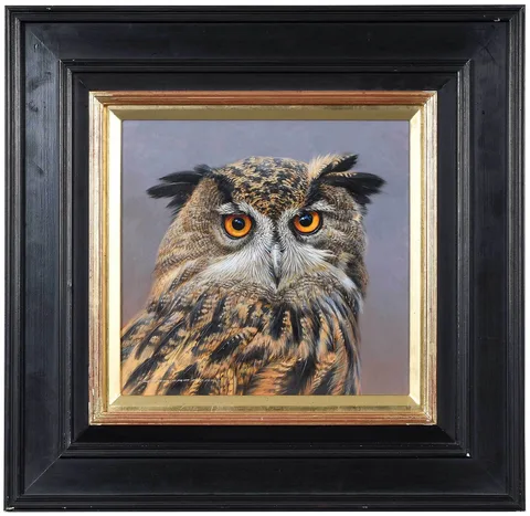 David Ord Kerr, Eurasian Eagle Owl, oil on panel