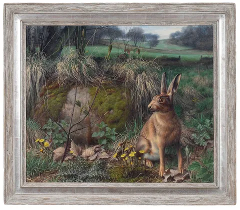 Raymond C. Booth, Hare on a March Morning, 1980, oil on Masonite