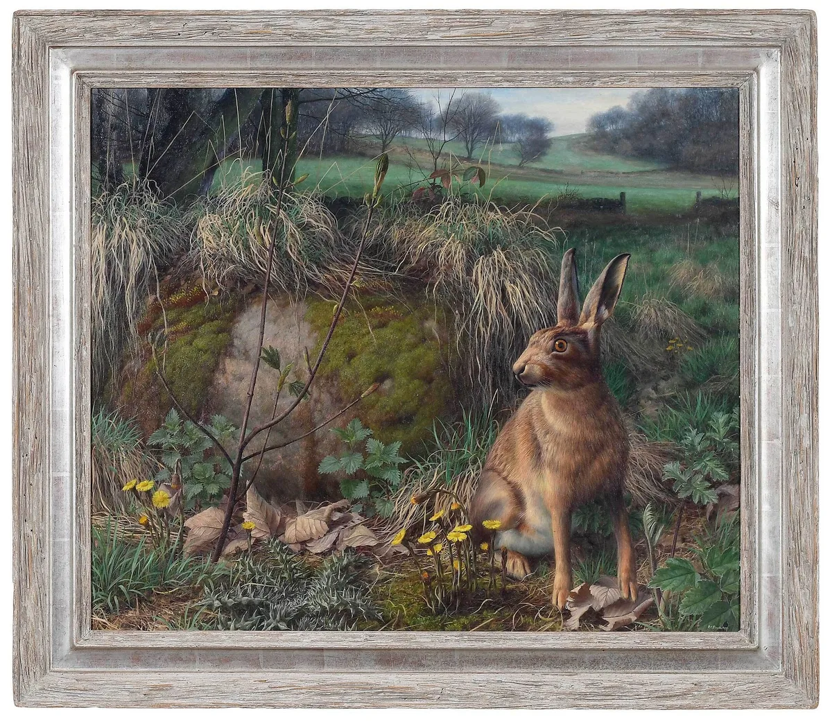 Raymond C. Booth, Hare on a March Morning, 1980, oil on Masonite