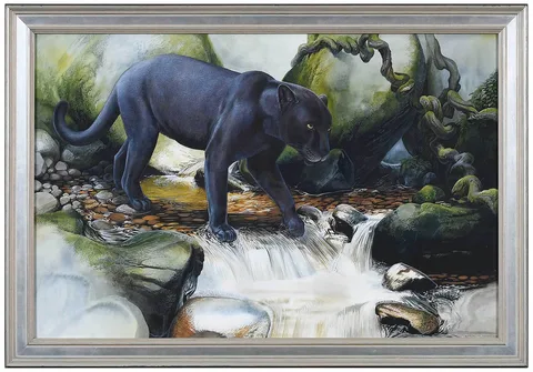 Black Jaguar Panthera onca by Peter Schouten, 2001, watercolor on paper, sold Sep 2022