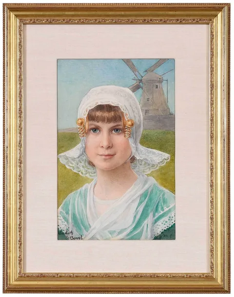 Élisabeth Sonrel, Portrait of a Breton Girl, circa 1910, watercolor over pencil on cream paper