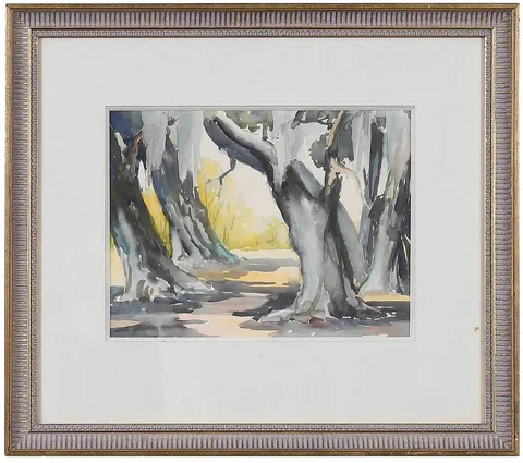 Live Oaks by Alfred Heber Hutty, watercolor on artist board, sold Sep 2022