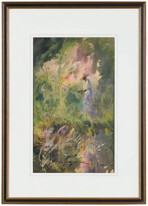 Alice Ravenel Huger Smith, Fishing in a Cypress Swamp, lower right and lower left "Alice R. H. Smith" watercolor on artist board